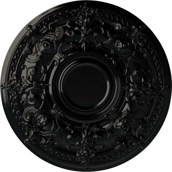 Ekena Millwork Oslo Ceiling Medallion (Fits Canopies up to 10 1/2"), Hand-Painted Black Pearl, 28 1/8"OD x 1 3/4"P CM28OSBPS - main
